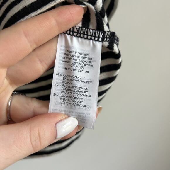 Madewell Ruffle-Sleeve Pullover Crew Neck Top Black/White XXS - Picture 6 of 10